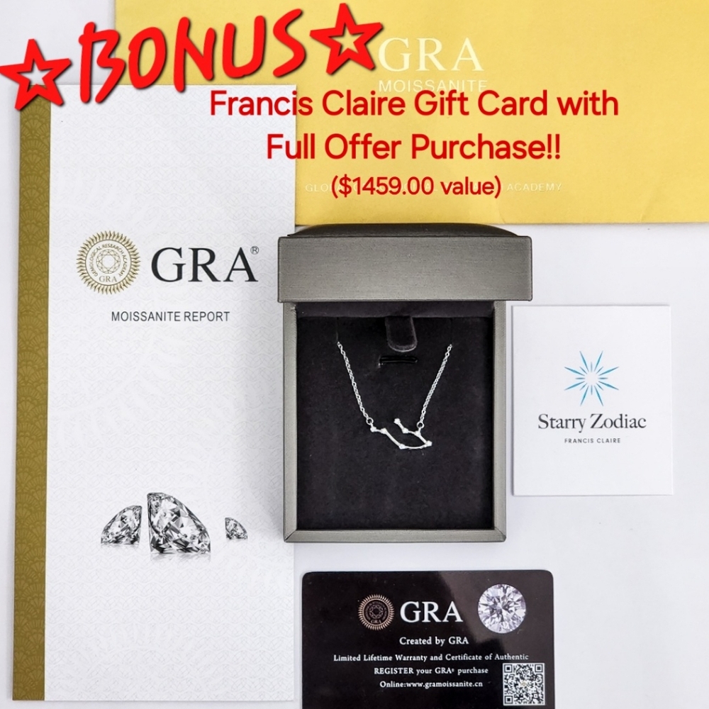 Francis Claire Genuine Moissanite Starry Zodiac Necklace Gemini *BONUS GIFT CARD